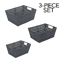 Simplify Charcoal Rattan Tote Basket Set, 3ct.