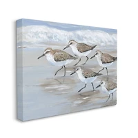 Stupell Industries Sandpiper Bird Flock Marching Beach Coast Waves Canvas Wall Art
