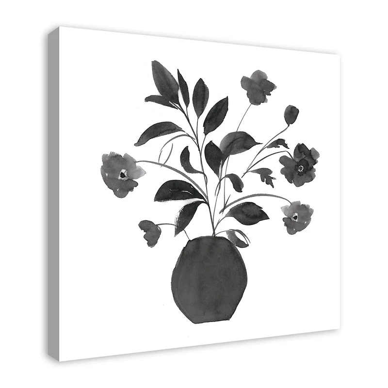 Monochromatic Floral I 30" x 30" Canvas Wall Art