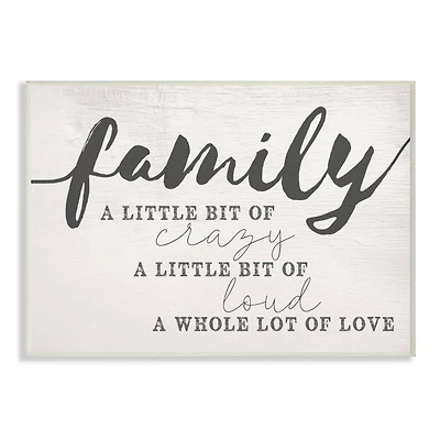 Stupell Industries Family Crazy Loud Love Inspirational Word Design Wall Art