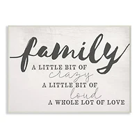 Stupell Industries Family Crazy Loud Love Inspirational Word Design Wall Art