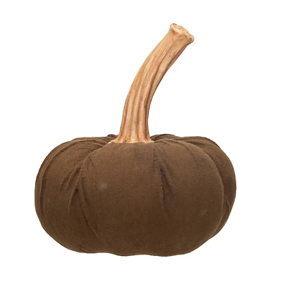 Hello Honey® 9.25" Brown Flocked Pumpkin Accent