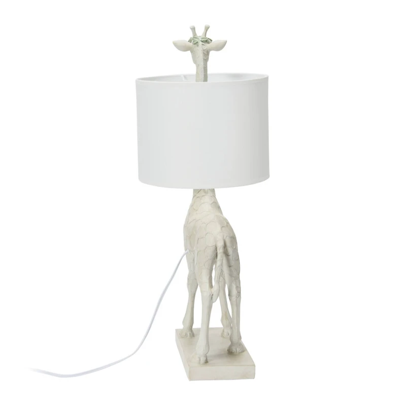 Hello Honey® 28" White Resin Giraffe Table Lamp with Linen Shade