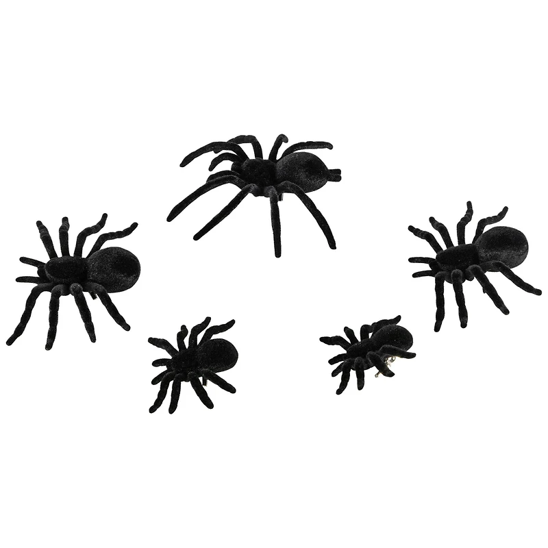 Spiders Halloween Clip-on Decorations - 9.5" - Set of 5