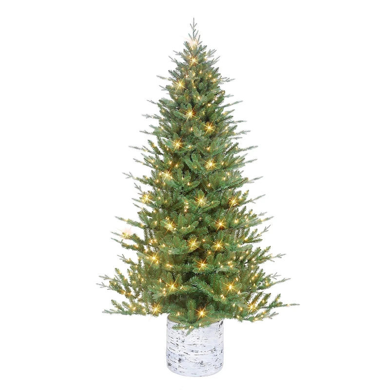 6.5ft. Pre-Lit Potted Pine Artificial Christmas Tree