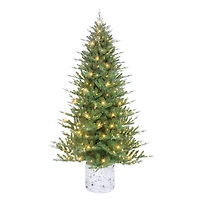 6.5ft. Pre-Lit Potted Pine Artificial Christmas Tree