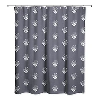 Navy Floral Pattern 71" x 74" Shower Curtain