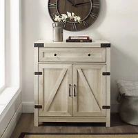 Walker Edison White Oak Farmhouse Barn Door Accent Cabinet