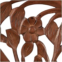 43" x 45" Brown Carved Wooden Tree Wall Décor with Bird Accents