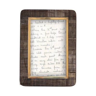 Hello Honey® Black & Natural Hand-Carved Horn 5" x 7" Tabletop Frame with Brass Border