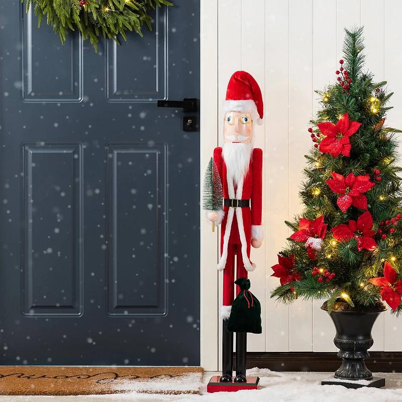 Glitzhome® 42"H Wooden Christmas Santa Nutcracker
