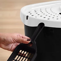 Iris®  Large Top Entry Cat Litter Box with Scoop, Black