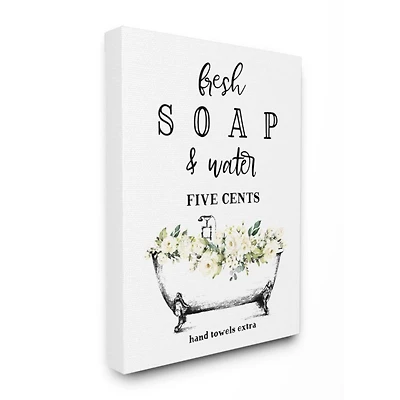 Stupell Industries Fresh Soap & Water Bath Tub Bathroom Design Canvas Wall Art