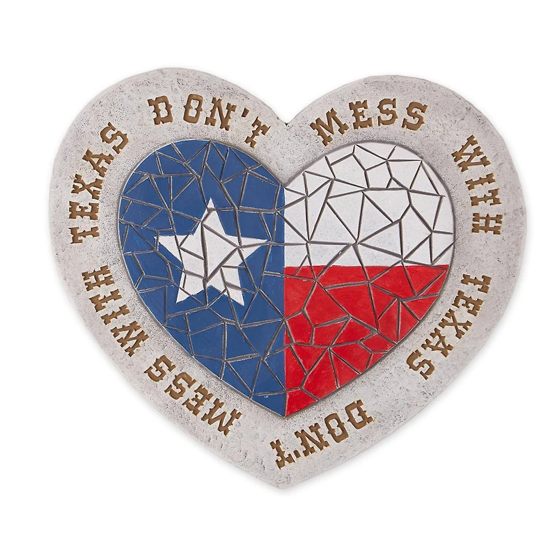 10" Don't Mess With Texas Heart Flag Cement Stepping Stone