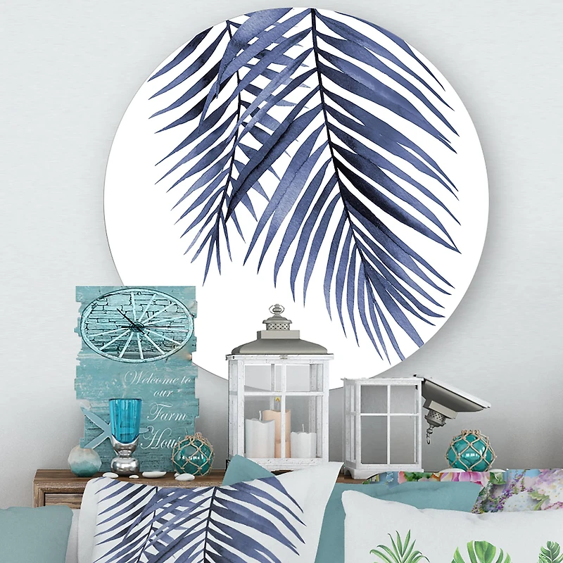 Designart - Blue Palm Leaves Abstract Tropical Branches