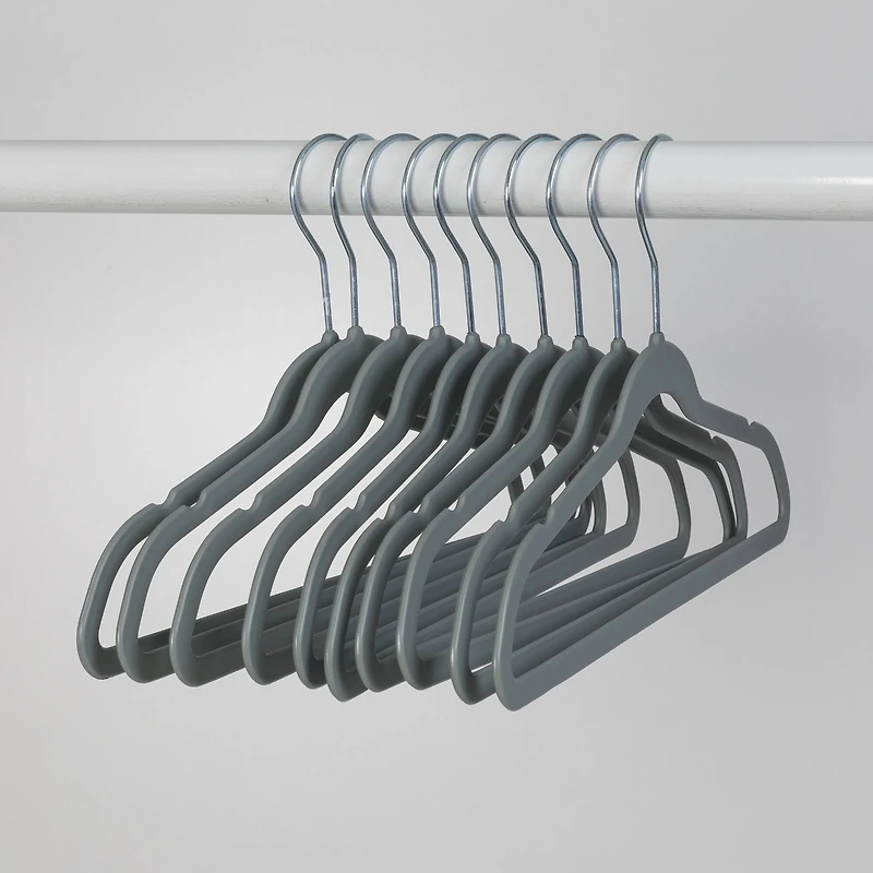 Honey Can Do Gray Slim Profile Rubber Kids Hangers, 10ct.