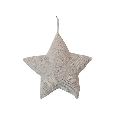 Hello Honey® 14" x 14" Crochet Hand-Woven Reclaimed Cotton Star-Shaped Pillow