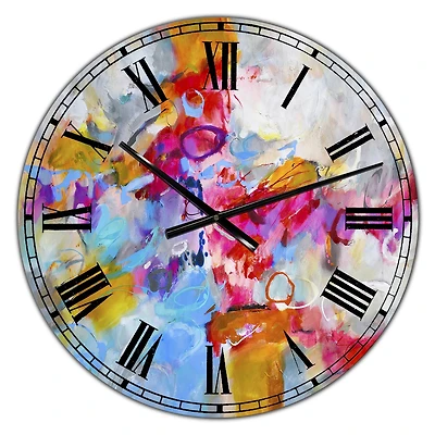 Designart Blue And Yellow Color Spatters IV Wall Clock