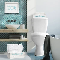 Elegant Designs Small White Wash Coastal Towel Holder, Frame & Toilet Paper Holder Set