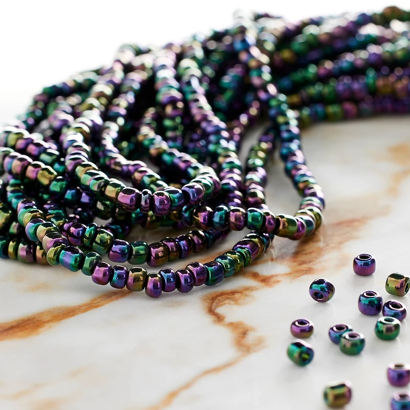 12 Pack: Black Iridescent Glass Seed Beads, 6/0 by Bead Landing™