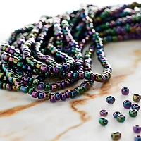 12 Pack: Black Iridescent Glass Seed Beads, 6/0 by Bead Landing™