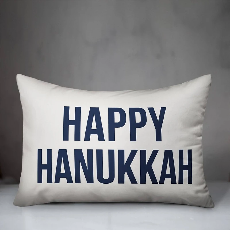 Happy Hanukkah - White 14x20 Spun Poly Pillow