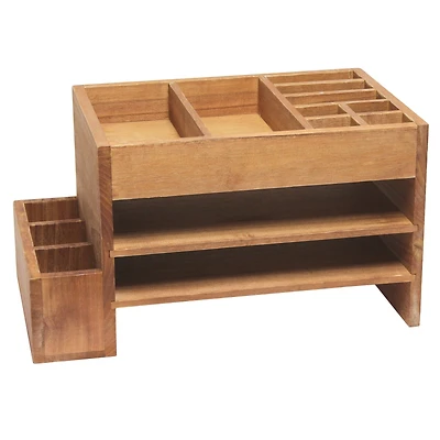 Elegant Designs Natural Wood Cubbies & Letter Tray Desk Organizer