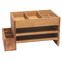 Elegant Designs Natural Wood Cubbies & Letter Tray Desk Organizer