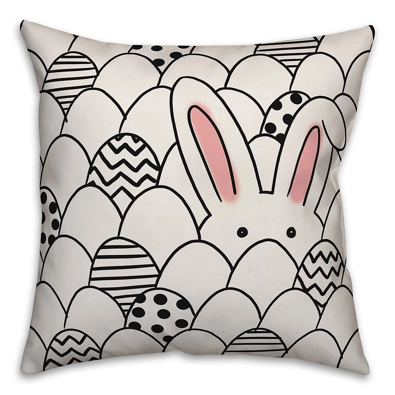 Egg Hunting Bunny Throw Pillow
