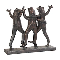 18" Bronze Patina 3 Dancing Frogs Sculpture