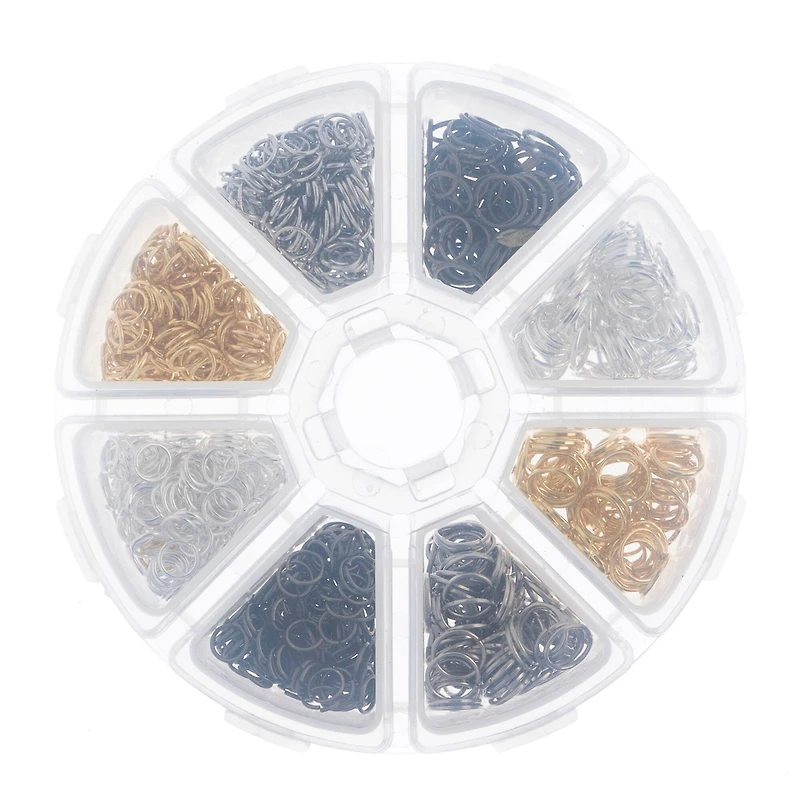 John Bead Jump Rings Assortment Round 8 Slot Jewelry Making Kit, 1200ct.