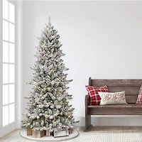 6.5ft. Pre-Lit Slim Flocked Royal Majestic Artificial Spruce Tree, Clear Lights
