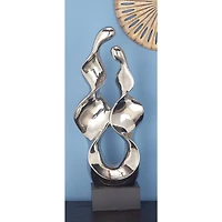 27" Silver Ceramic Modern Abstract Sculpture