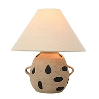 Hello Honey® 15" Hand-Painted Terra-cotta Table Lamp with Dots and Fabric Shade