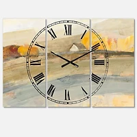 Designart Orange Brown Farmhouse Multipanel Wall Clock