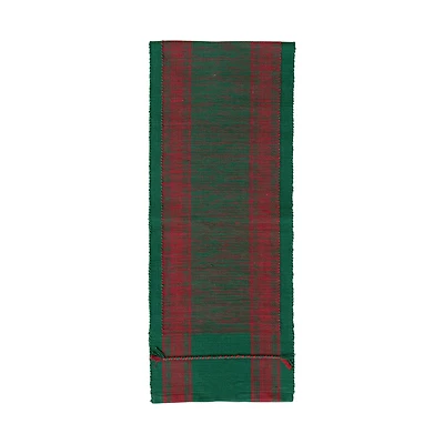 Hello Honey® 72" Green & Red Woven Cotton Table Runner with Stripes