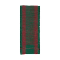 Hello Honey® 72" Green & Red Woven Cotton Table Runner with Stripes