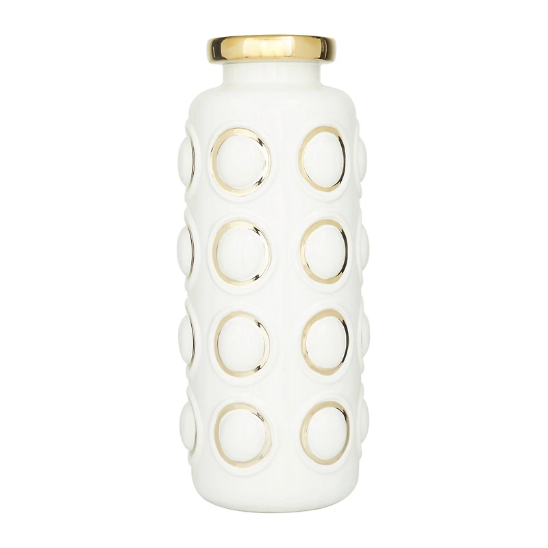 White Stoneware Contemporary Vase, 16" x 6" x 7"