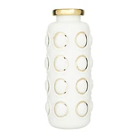 White Stoneware Contemporary Vase, 16" x 6" x 7"