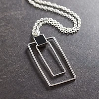 Silver & Black Overlapping Rectangles Pendant by Bead Landing™
