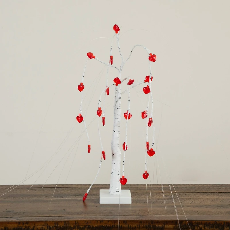 2ft. Pre-Lit Artificial Valentine's Day Willow Tree with 24 Heart Shaped LED Lights