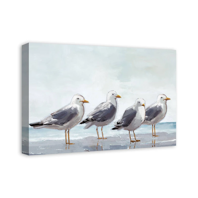 Seagulls In A Line 24" x 16" Canvas Wall Art