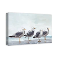 Seagulls In A Line 24" x 16" Canvas Wall Art
