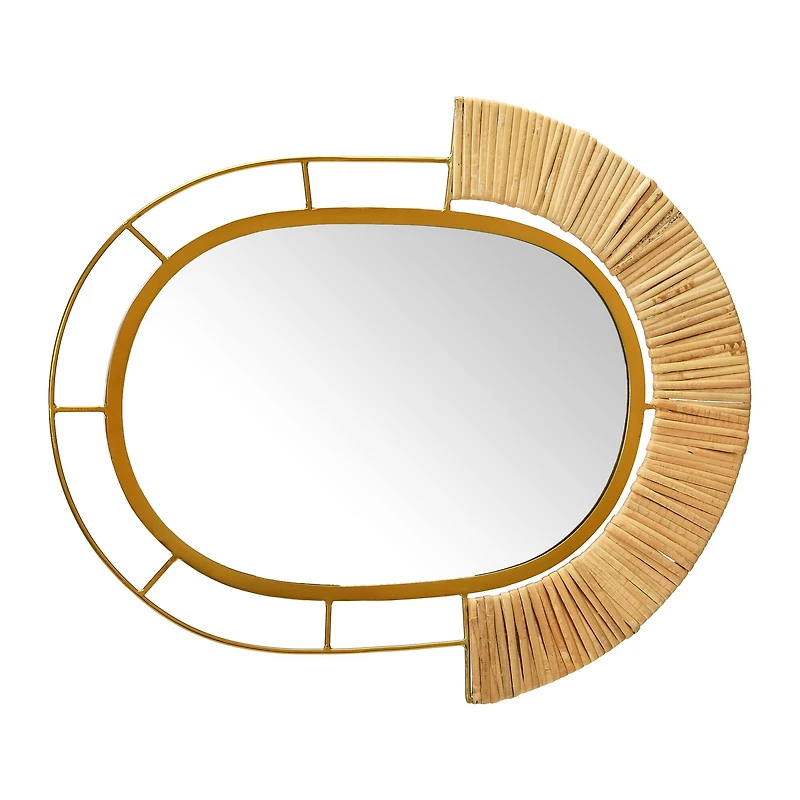 Hello Honey® Natural Oval Metal & Cane Framed Wall Mirror