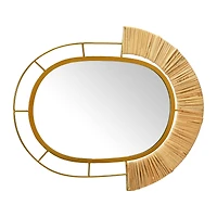 Hello Honey® Natural Oval Metal & Cane Framed Wall Mirror
