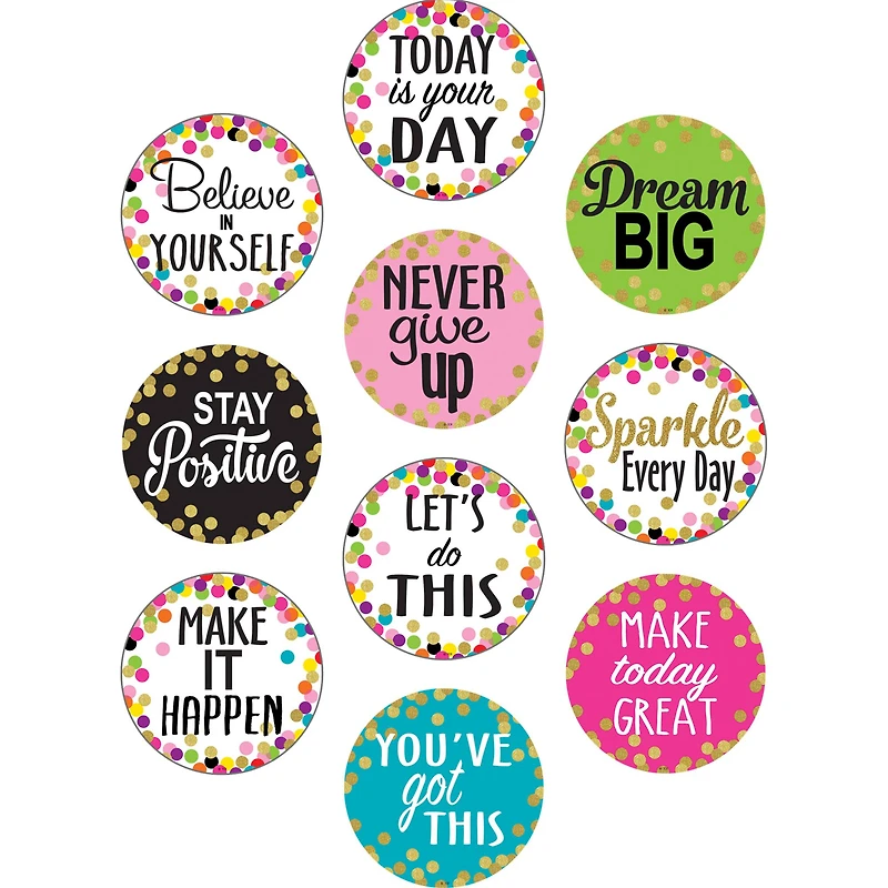 Teacher Created Resources Confetti Positive Sayings Accents, 3 Packs of 30