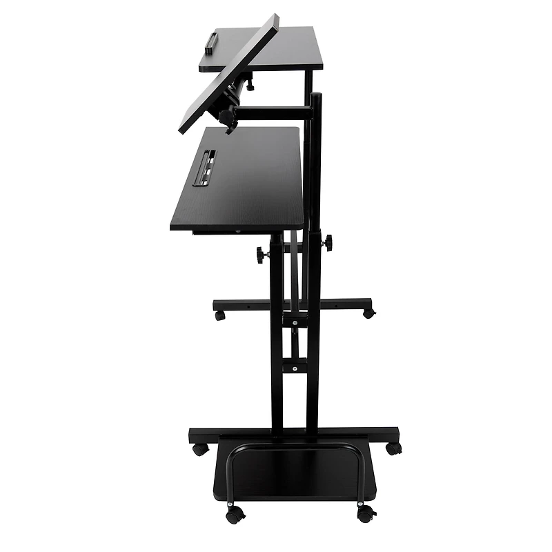 Mind Reader Black Mobile Sitting or Standing Desk