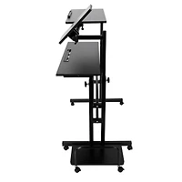 Mind Reader Black Mobile Sitting or Standing Desk