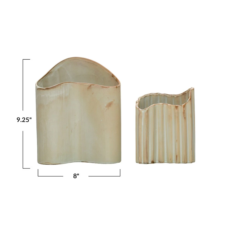 Hello Honey® Bloomingville Beige Organic Edge Scandinavian Stoneware Vase Set