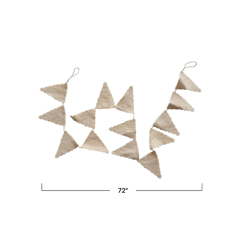 Hello Honey® 6ft. Cream Handmade Wool Felt Pennant with Scalloped Edges Garland